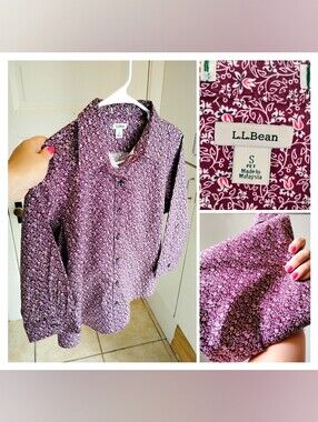 NWT Purple Plethora Poppy Button Down LL Bean